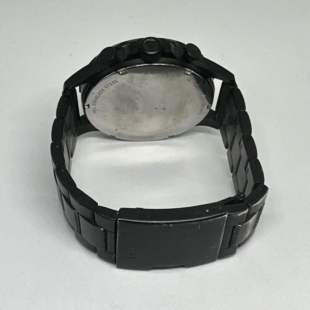 Fossil JR1523 Men's Black Stainless Steel Analog Dial Chronograph Watch HME355